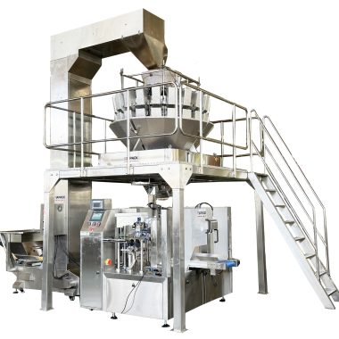Automatic pre-made bag taking packing sealing carton filling line for nuts candy pet food