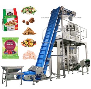 Máquina automática de envasado con pesaxe de alimentos conxelados